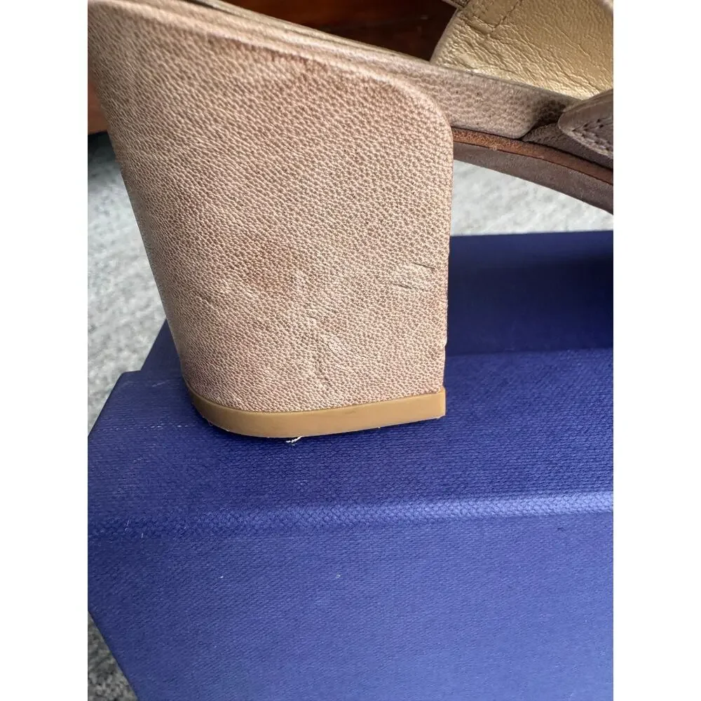 Stuart Weitzman Tan Leather Block Heel Sandals
